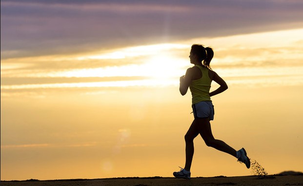 Running at sunset